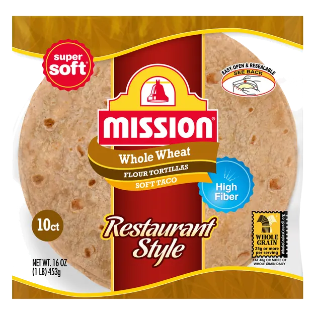Restaurant Style Soft Taco Whole Wheat Flour Tortillas 8 Inch 10ct