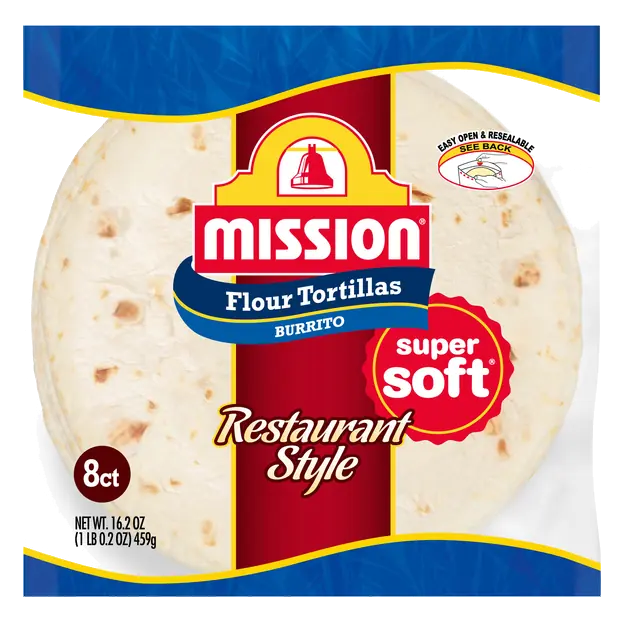 Restaurant Style Super Soft Burrito Flour Tortillas 10 Inch - 8 ct