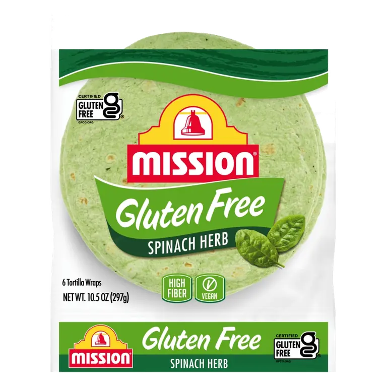 Spinach Herb Gluten Free Tortilla Wraps