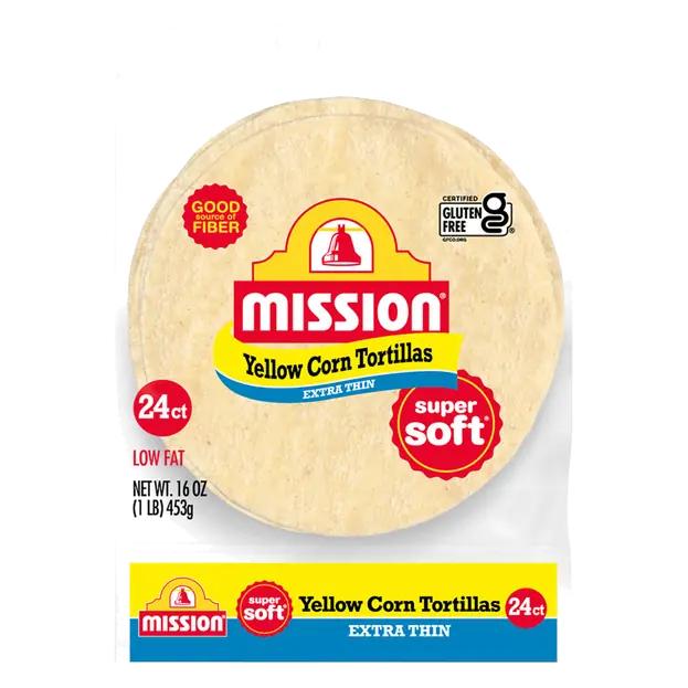 Super Soft Low Fat Extra Thin Yellow Corn Tortillas 6 Inch - 24 ct