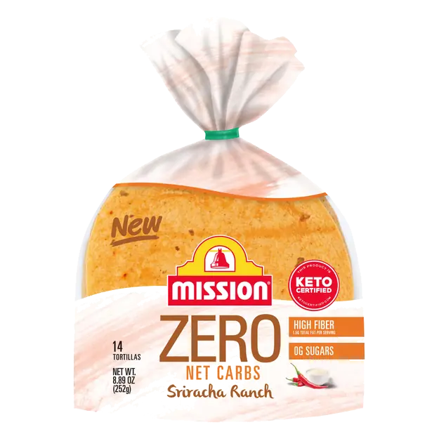 ZERO Net Carbs Keto Sriracha Ranch Tortilla 4.5 Inch - 14 ct
