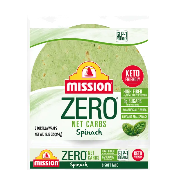 ZERO Net Carbs Spinach Tortilla Wraps - 8 ct