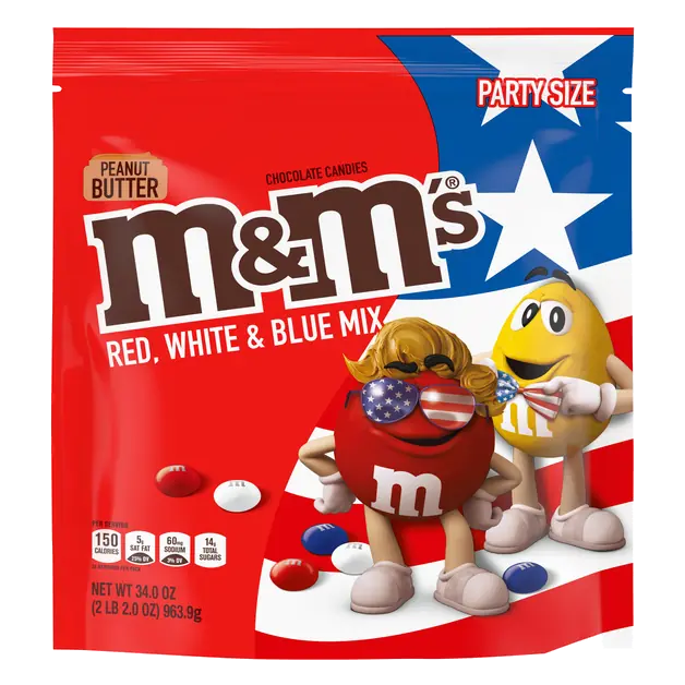Red White & Blue Peanut Butter Chocolate Candies Party Size