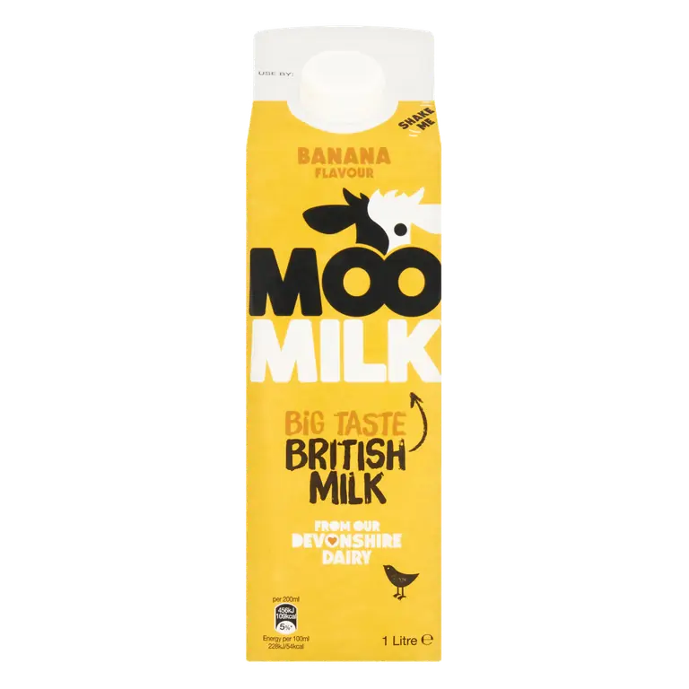 Moo Milk Banana Flavour British Milk 1 Litre