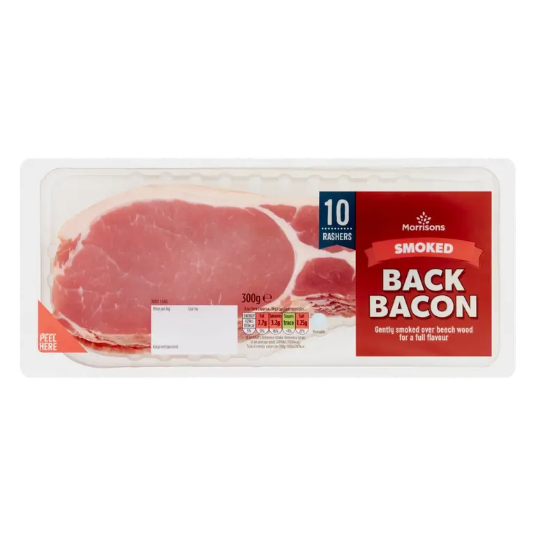 10 Pack Smoked Back Bacon Rashers 300g
