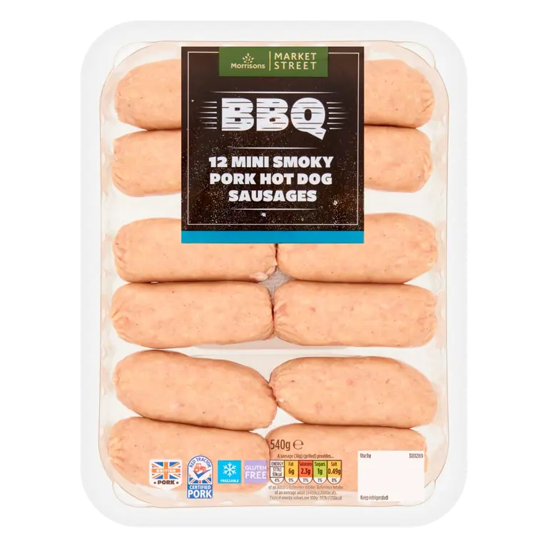 12 Mini Smoky Pork Hot Dog Sausages 540g