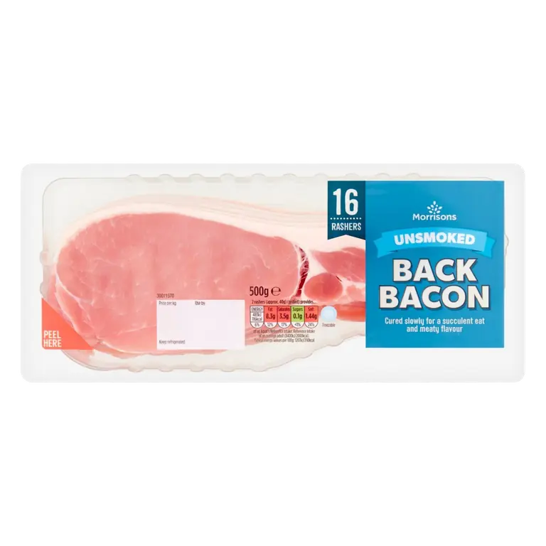 16 Rashers Unsmoked Back Bacon 500g