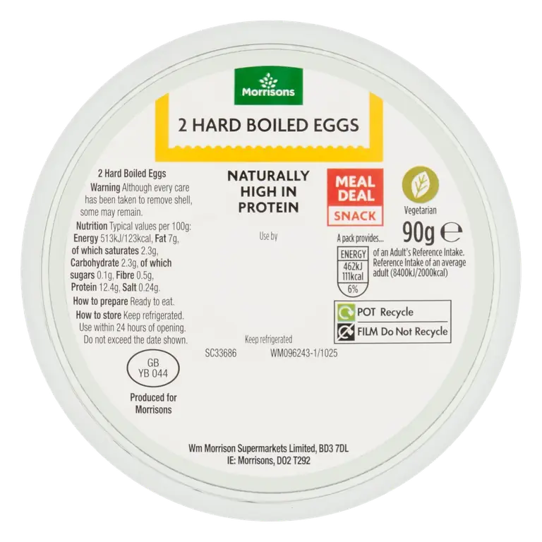 2 Hard Boiled Eggs Pot 90g