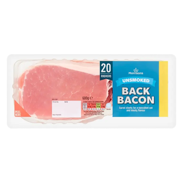 20 Rashers Unsmoked Back Bacon 600g