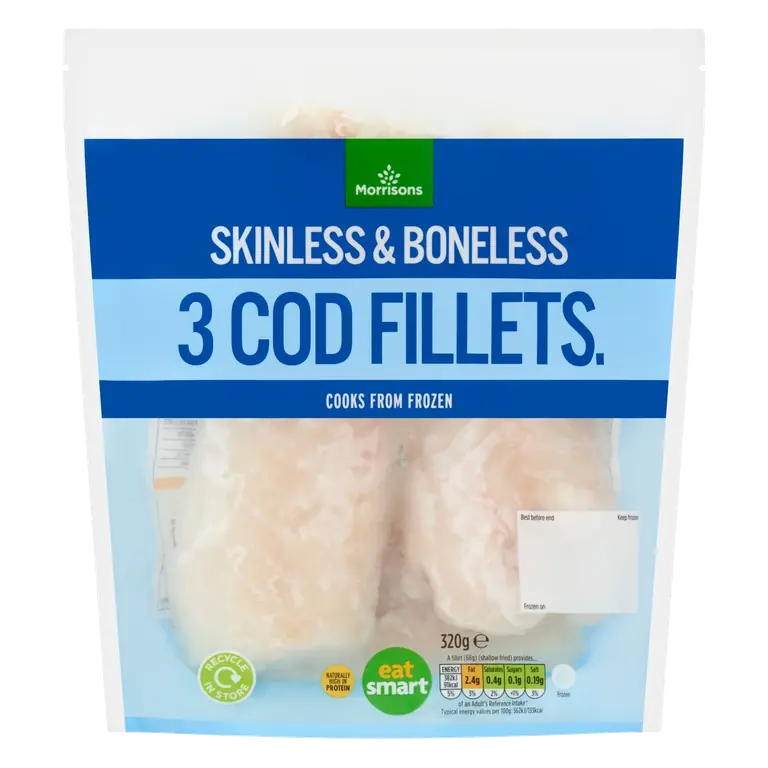 3 Skinless & Boneless Cod Fillets 320g
