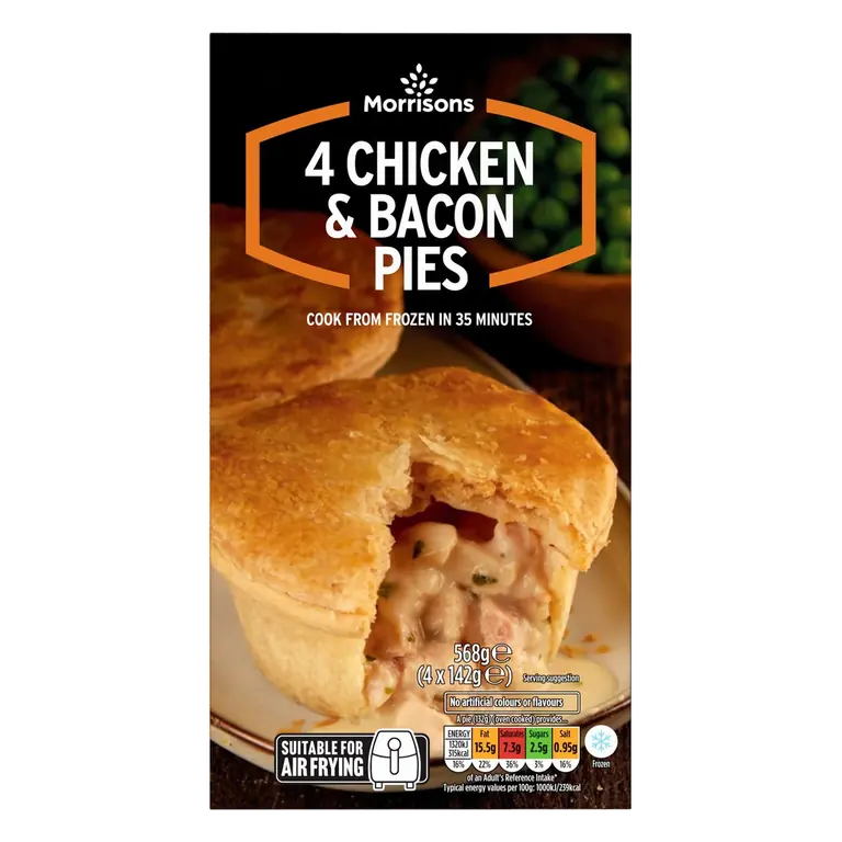 4 Chicken & Bacon Pies 568g
