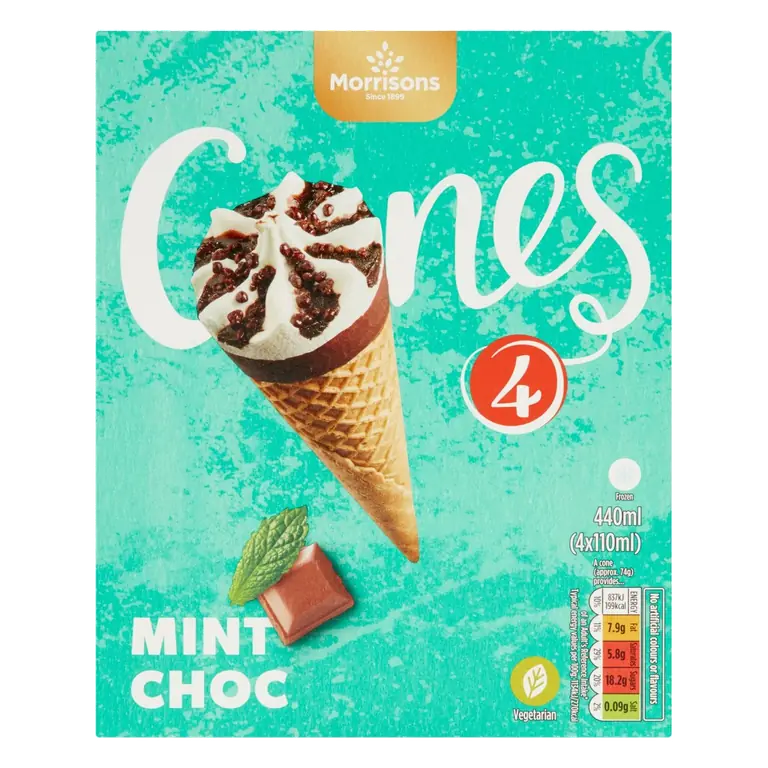 4 Mint Chocolate Ice Cream Cones