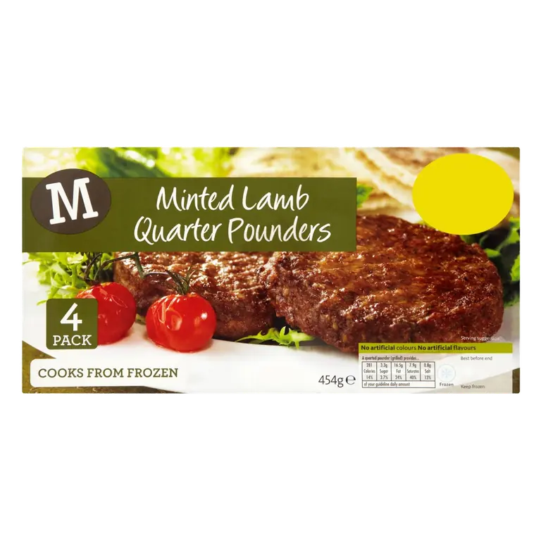 4 Minted Lamb Quarter Pounders 454g