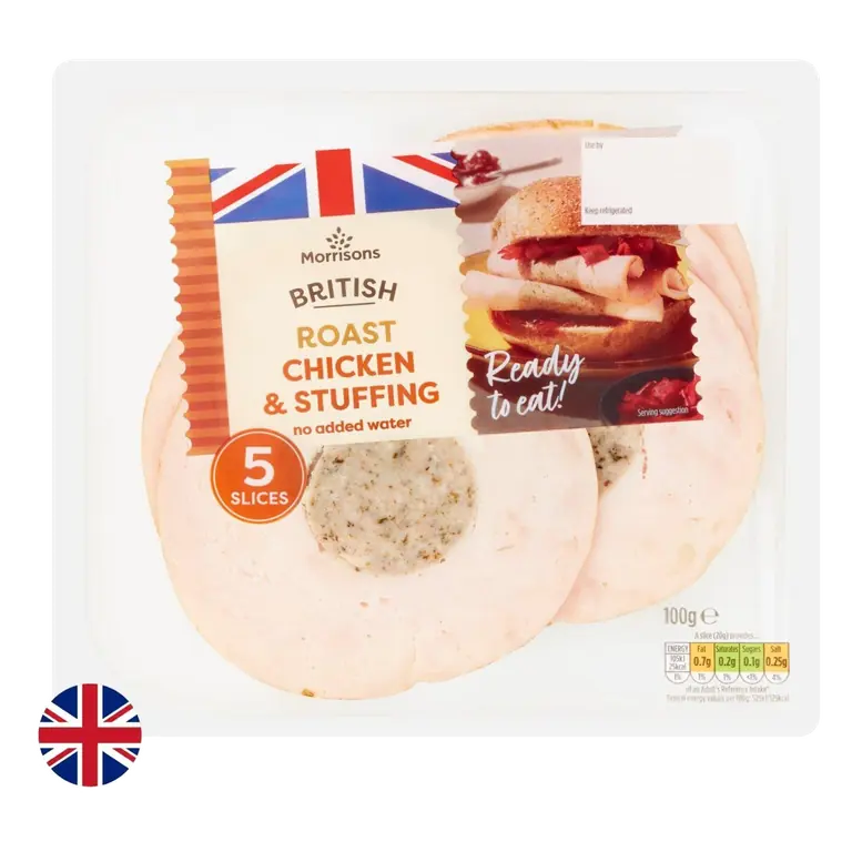 5 British Roast Chicken & Stuffing Slices 100g