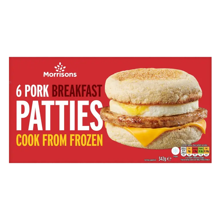 6 Pork Breakfast Patties 342g