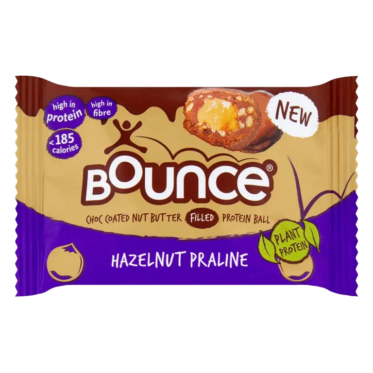 Bounce Choc Coated Nut Butter Filled Protein Ball Hazelnut Praline 40g
