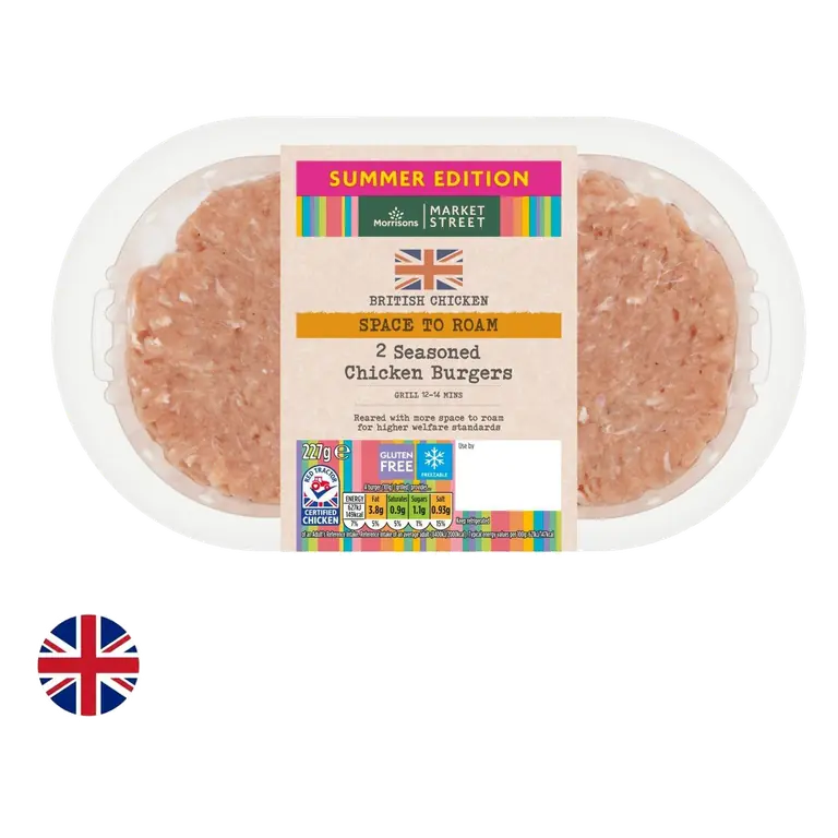 British 2 Seasoned Chicken Burgers 227g