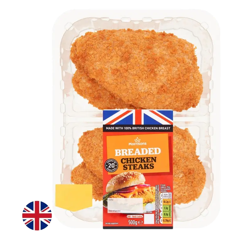 British 4 Breaded Chicken Steaks 500g