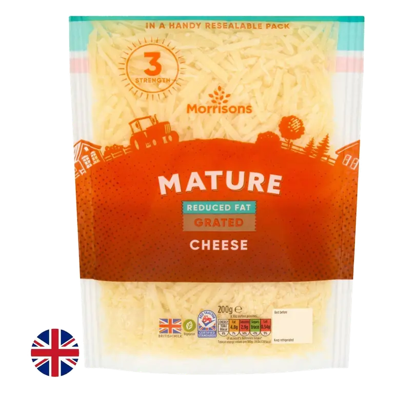 British 50% Reduced Fat Mature Grated Cheddar 200g