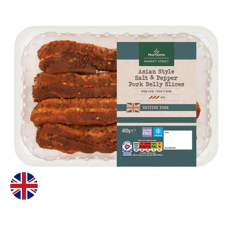 British BBQ Asian Style Salt & Pepper Pork Belly Slices 400g