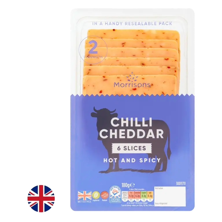 British Chilli Cheddar Cheese Slices 180g