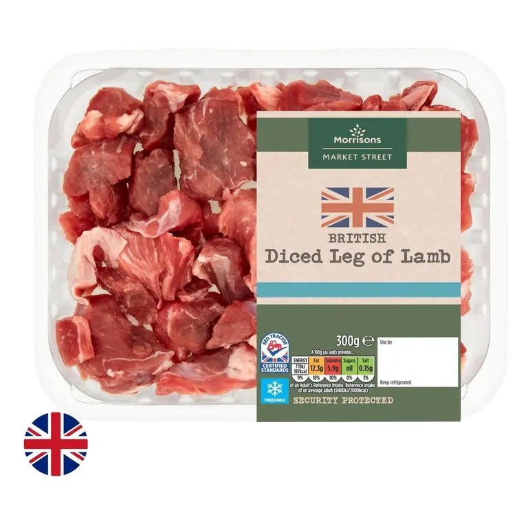 British Diced Leg Of Lamb 300g