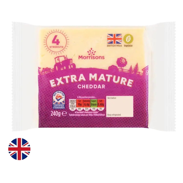 British Extra Mature White Cheddar 240g