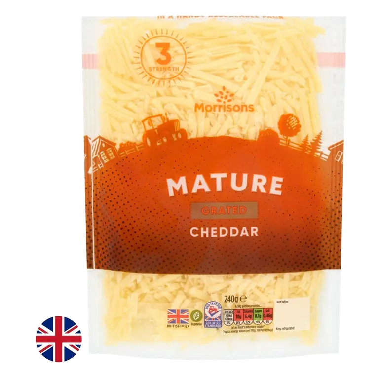 British Grated Mature White Cheddar 240g