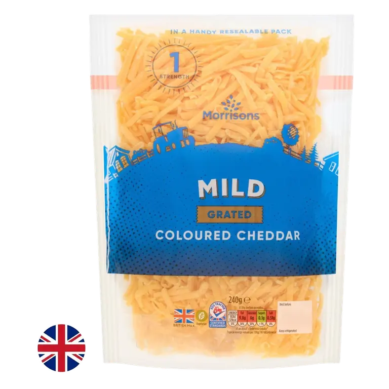 British Grated Mild Coloured Cheddar 240g