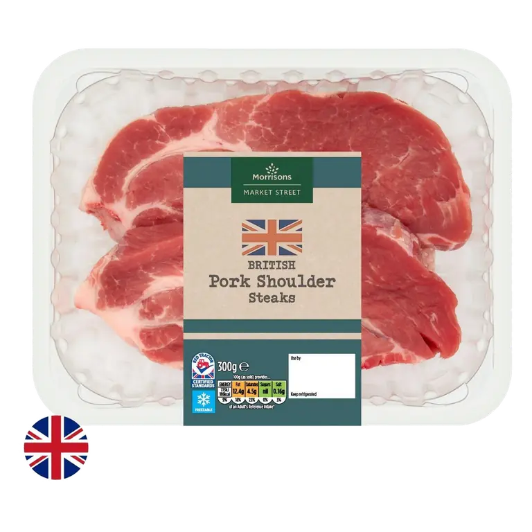 British Plain Pork Shoulder Steaks 300g