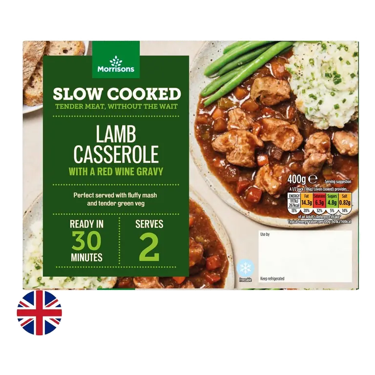 British Slow Cooked Lamb Casserole with a Red Wine Gravy 400g