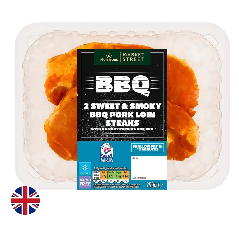 British Sweet & Smokey Bbq Pork Loin Steaks 2 Pack 250g