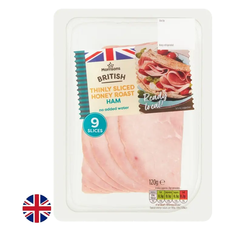 British Thinly Sliced Honey Roast Ham 120g