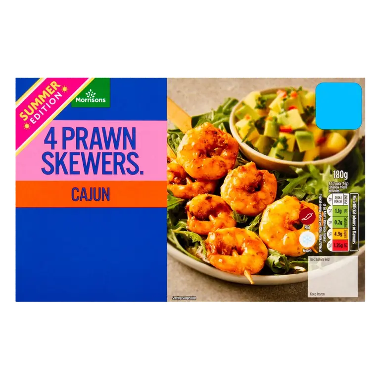 Cajun Prawn Skewers 180g