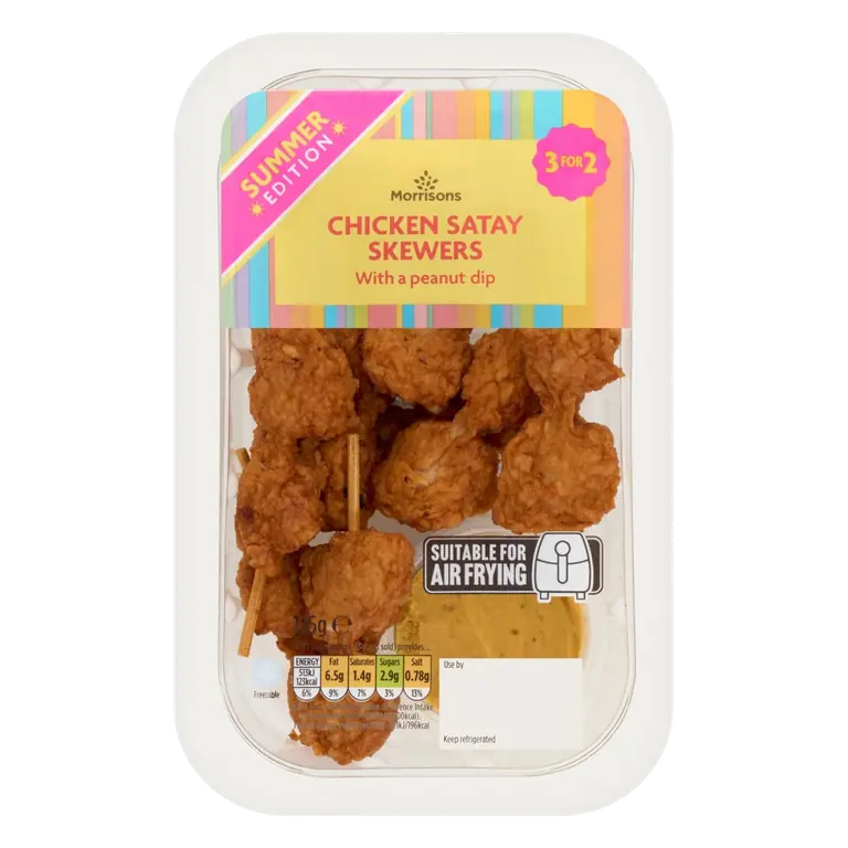 Chicken Satay Skewers with a Rich Peanut Dip 125g