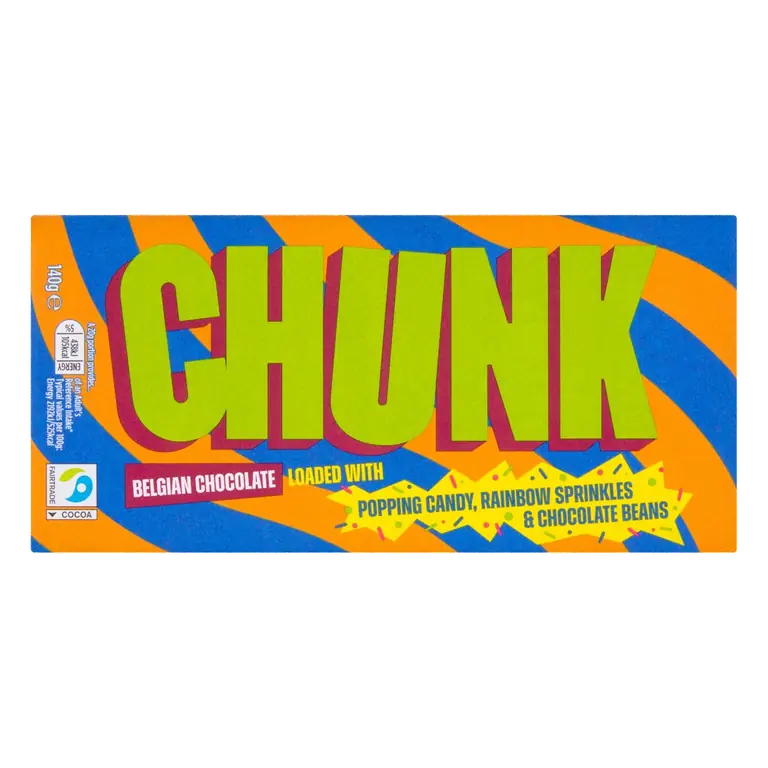 Chunk Belgian Chocolate With Popping Candy,Sprinkles & Chocolate Beans 140g
