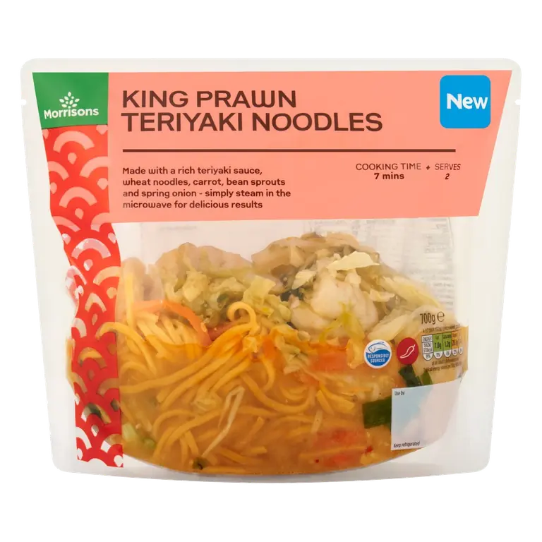 King Prawn Teriyaki Noodle Fresh Meal Bag for 2 700g