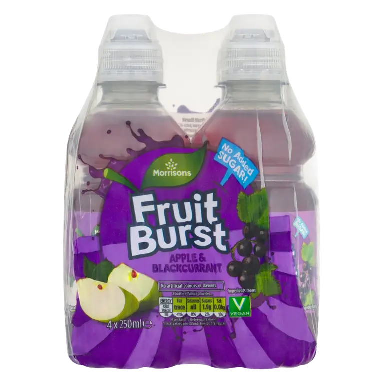 No Added Sugar Fruit Burst Apple & Blackcurrant 4 x 250ml