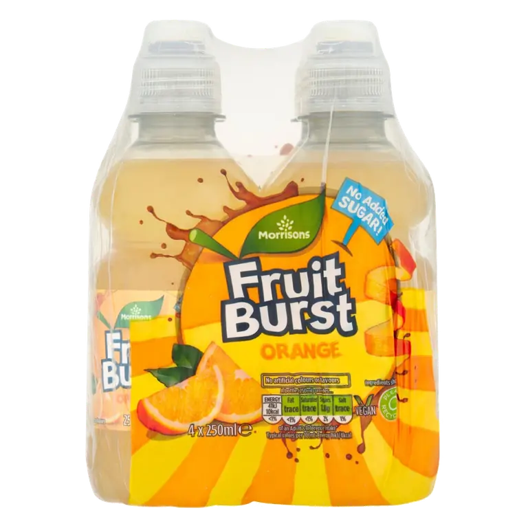 No Added Sugar Fruit Burst Orange 4 x 250ml