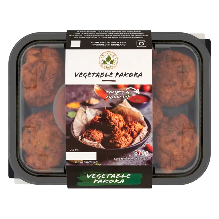 P. K. Foods Vegetable Pakora With Tomato And Chilli Dip 370g