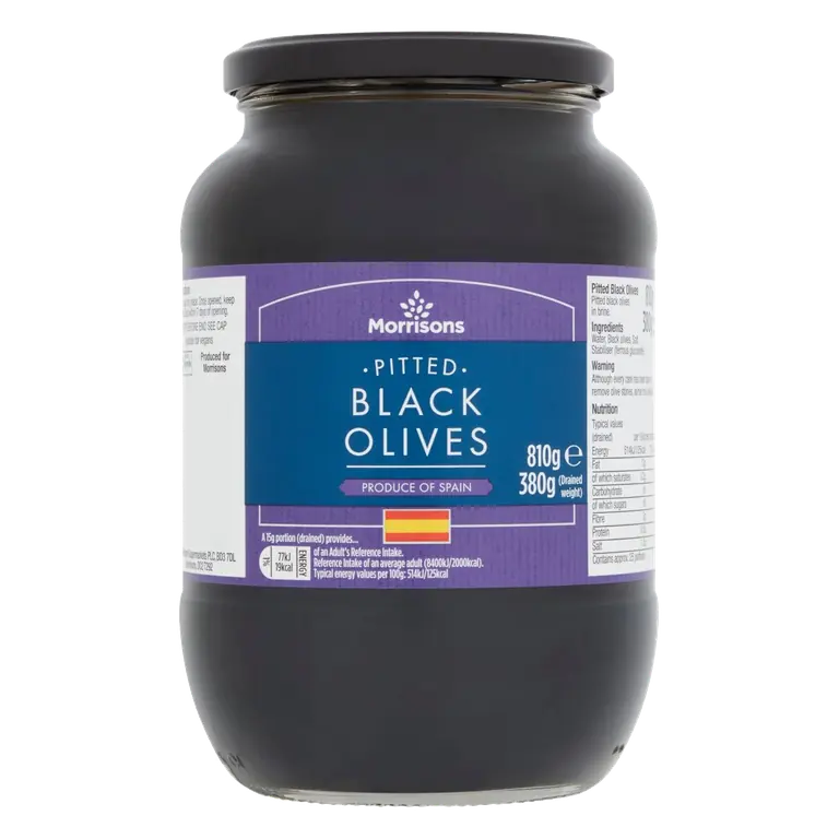 Pitted Black Olives In Brine (810g)