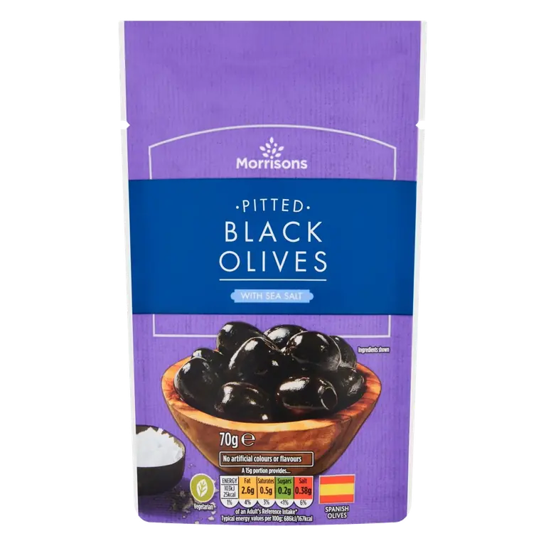 Pitted Black Olives With Sea Salt (70g)