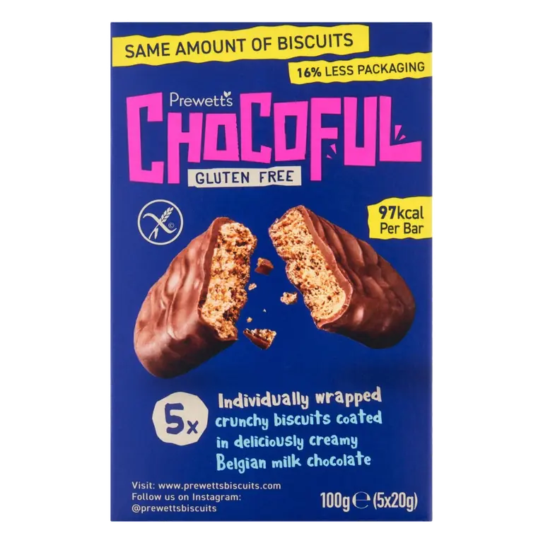 Prewetts Chocoful Gluten Free Biscuits 5x20g