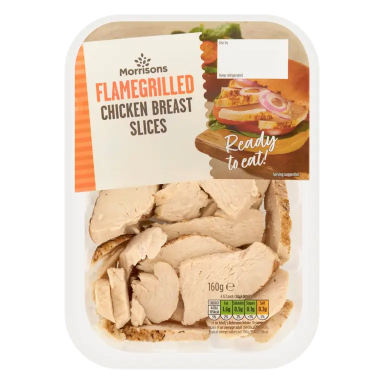 Ready To Eat Flame Grilled Chicken Breast Slices 160g