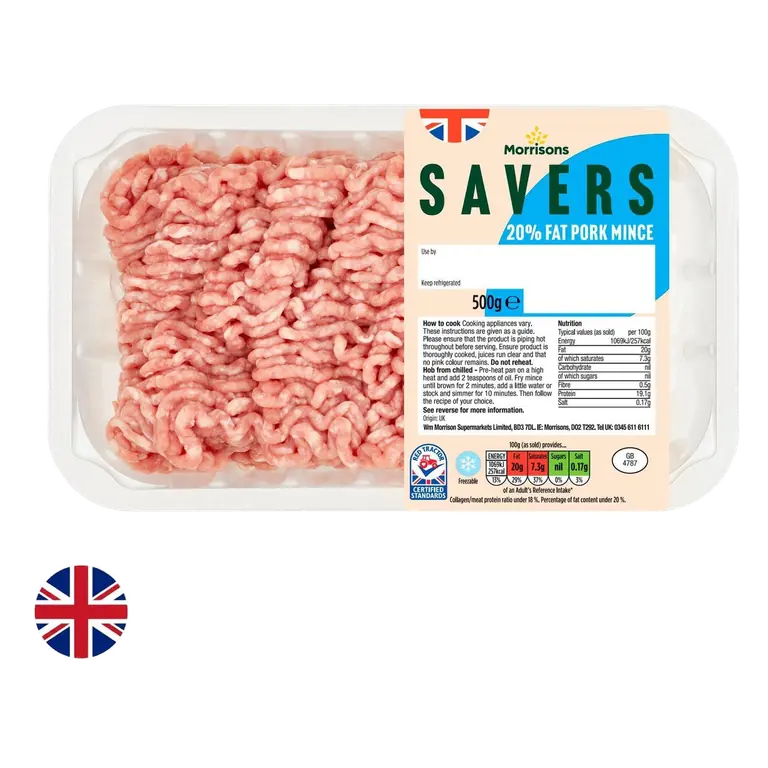 British Pork Mince 20% Fat 500g