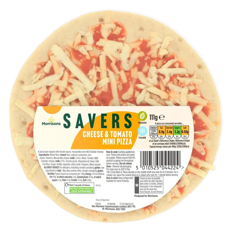 Savers Cheese & Tomato Mini Pizza 111g