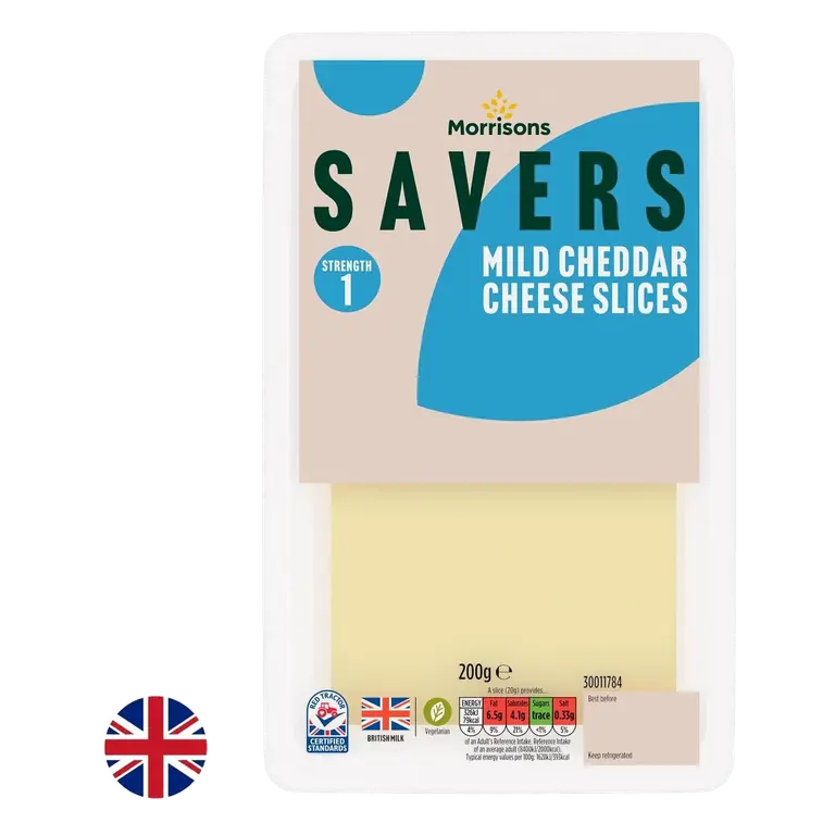 Morrisons British Savers Mild Cheddar Cheese Slices 200g