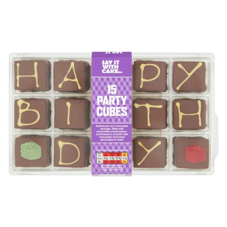 Say It With Cake.. Happy Birthday Celebration Cake Cubes Serves 15