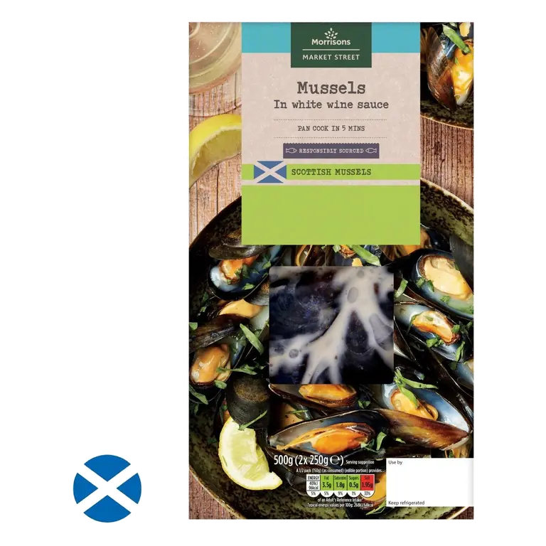 Scottish Cooked Mussels In White Wine Sauce 500g
