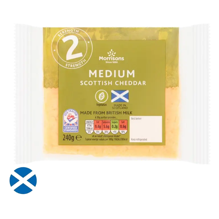 Scottish Medium Coloured Cheddar 240g